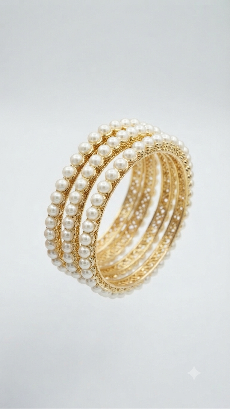 Elegant Beaded Filigree Bangle Set