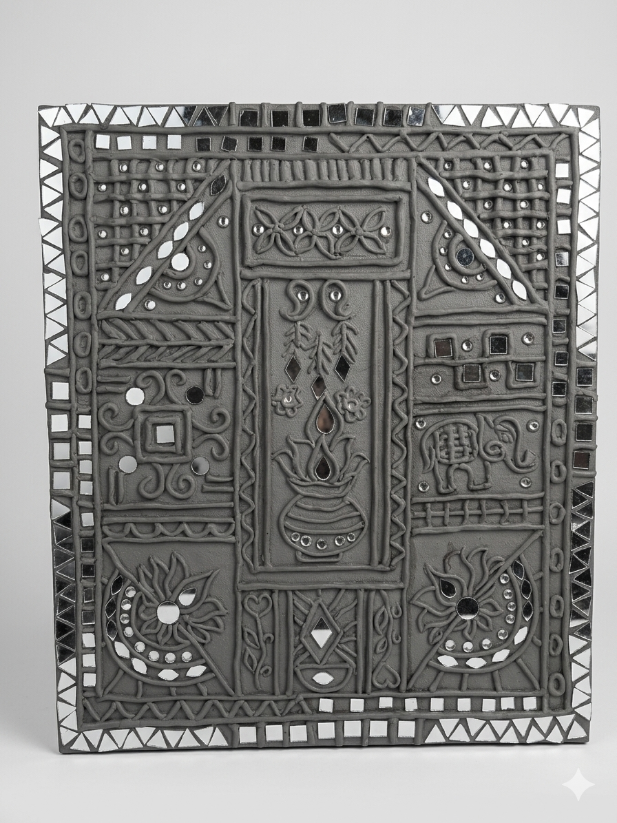 Traditional Lippan Art Mud and Mirror Wall Panel