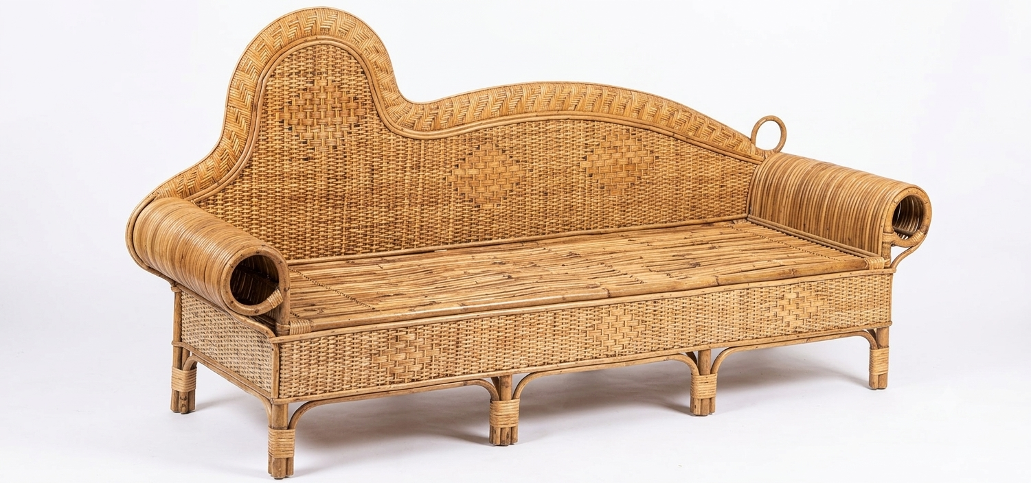 Traditional Woven Rattan Chaise Lounge (Diwan)